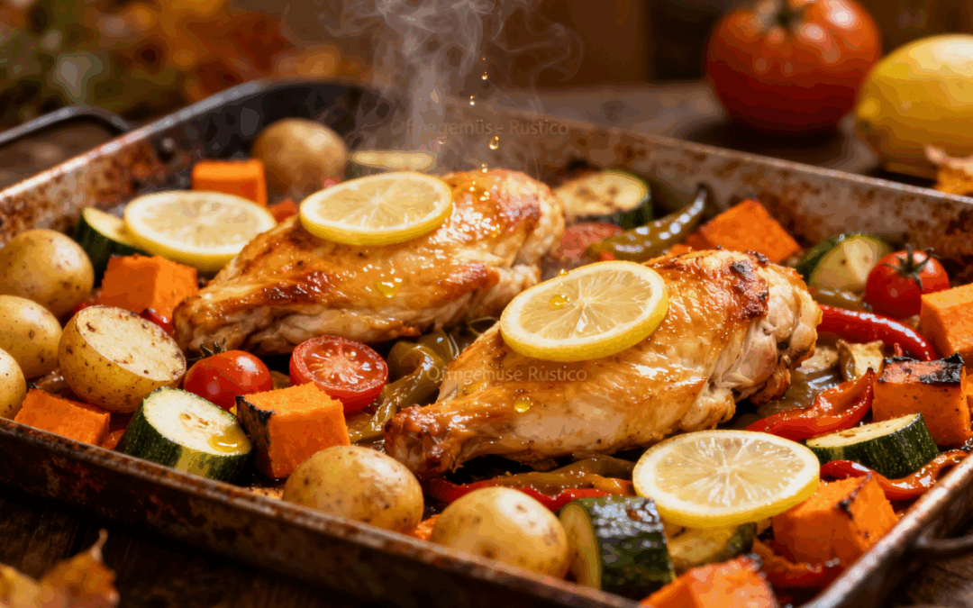 Ofengemüse Rustico – Blechgemüse mit Zitrone & Hähnchen